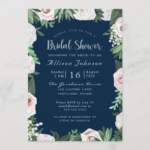 Convite Placa de Chá de panela Verde Branco Floral de Core