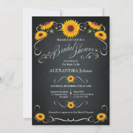 Convite Placa de Chalkboard de Sunflower Chá de panela Vin