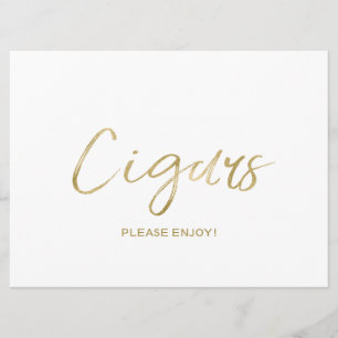 Convite Placa de "Cigarros" de Casamento   Estilo Dourado
