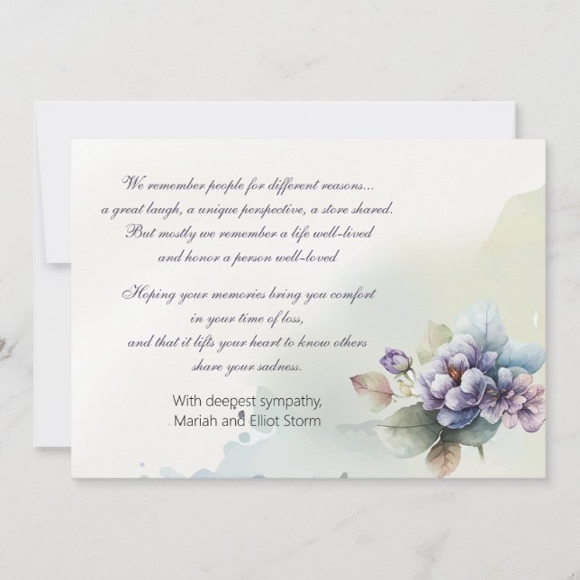 Convite Placa de Condolência para Nosegay Watercolor (Frente)