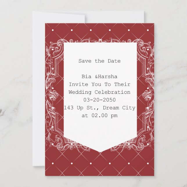 Convite Placa de cor Borgonha (Frente)