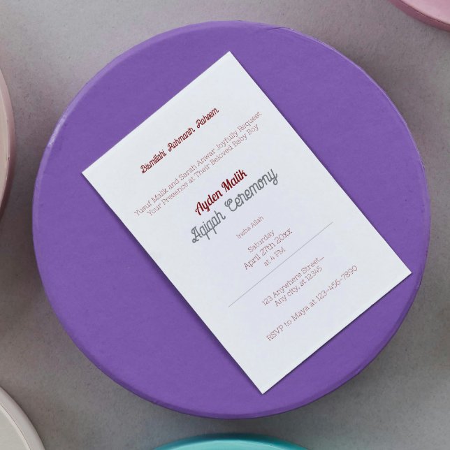 Convite Placa de cor branca vermelha sólida, Chá de fralda (Criador carregado)