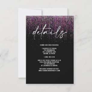 Convite Placa de Detalhes da Glitter Magenta QR Edgy