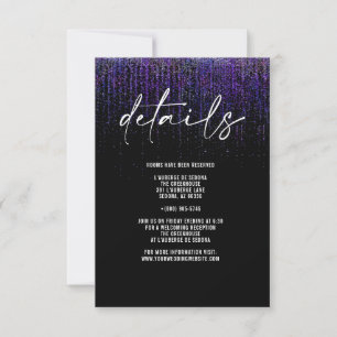 Convite Placa de Detalhes da Glitter Roxa QR Edgy