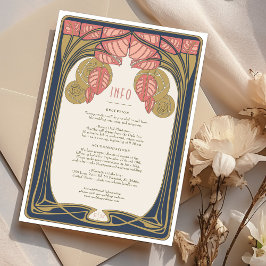 Convite Placa de Detalhes do Casamento vintage Art Nouveau