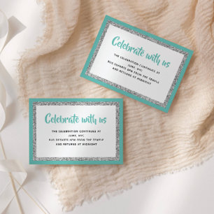 Convite Placa de Detalhes do Teal e Prata do Bat Mitzvah