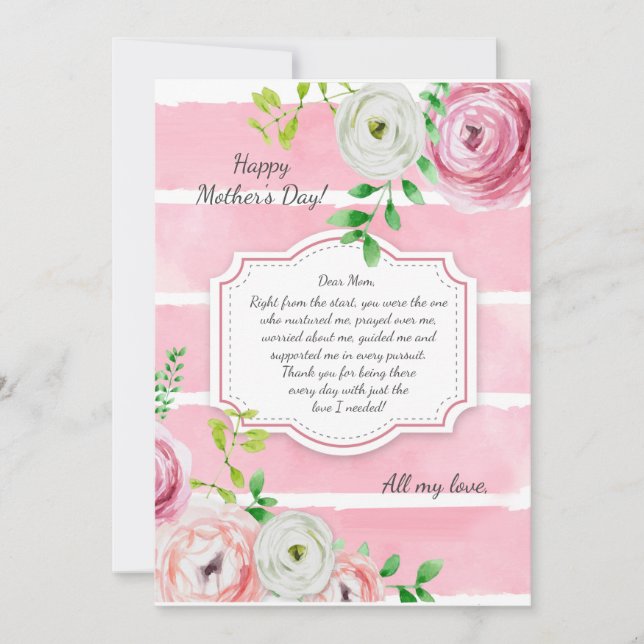 Convite Placa de Dia de as mães das Flores Ranunculus (Frente)