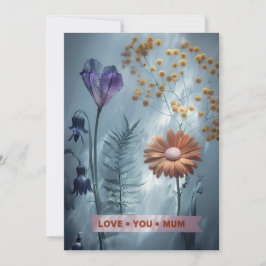 Convite Placa de Dia de as mães Floral Azul