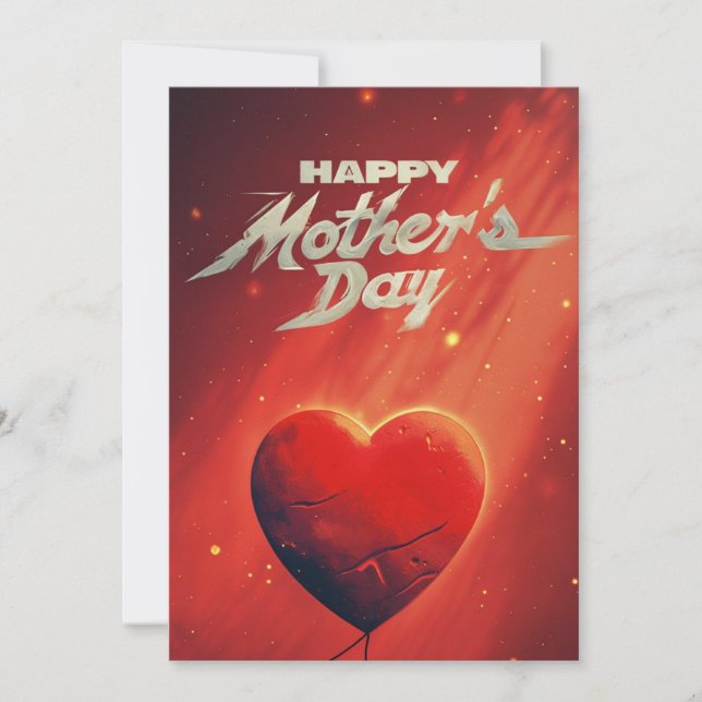 Convite Placa de Dia de as mães Vermelho Vibrante (Frente)