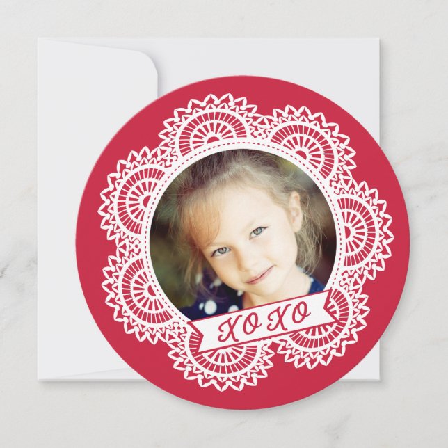 Convite Placa de Dia de os namorados de Fotografia Doily L (Frente)