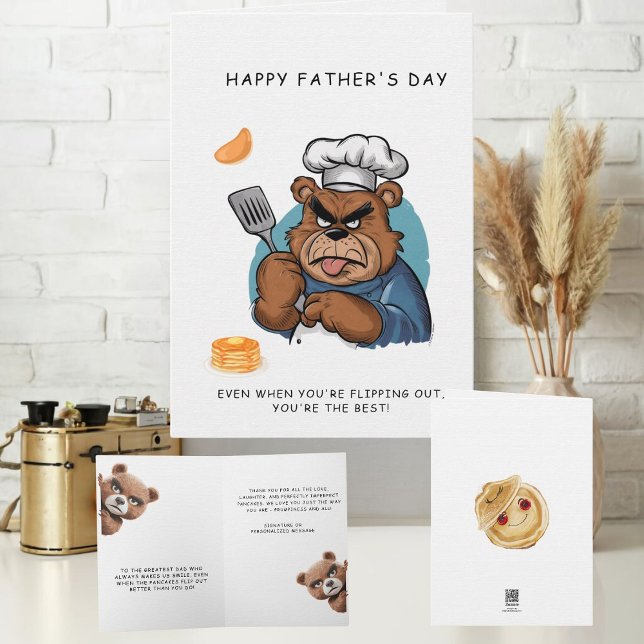 Convite Placa de Dia de os pais Bear Chef (Make Dad's day with a laugh! This grumpy bear chef Father's Day card is perfect for a fun-loving dad)