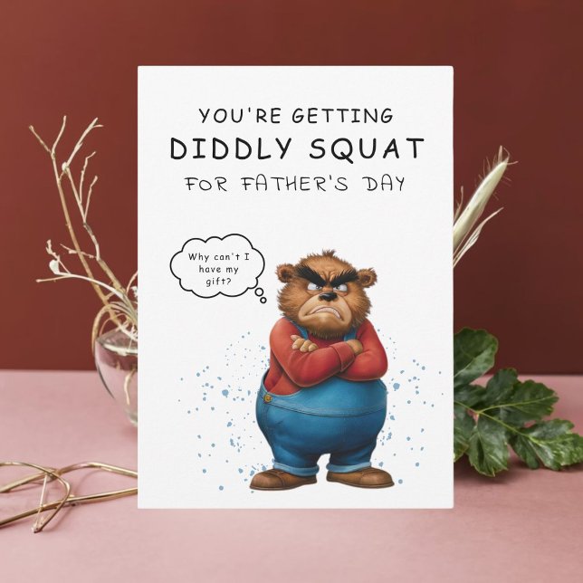 Convite Placa de Dia de os pais de Urso Cinza Hilariante (Brighten Dad's day with a touch of humor and our Funny Grumpy Bear Father's Day Card! )