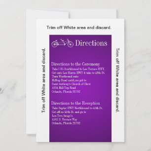 Convite Placa de direção 3.5x6 Bicicleta dupla roxa