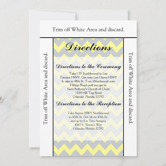 Convite Placa de direção 3.5x6 Chevron Amarelo e Cinza (Frente)