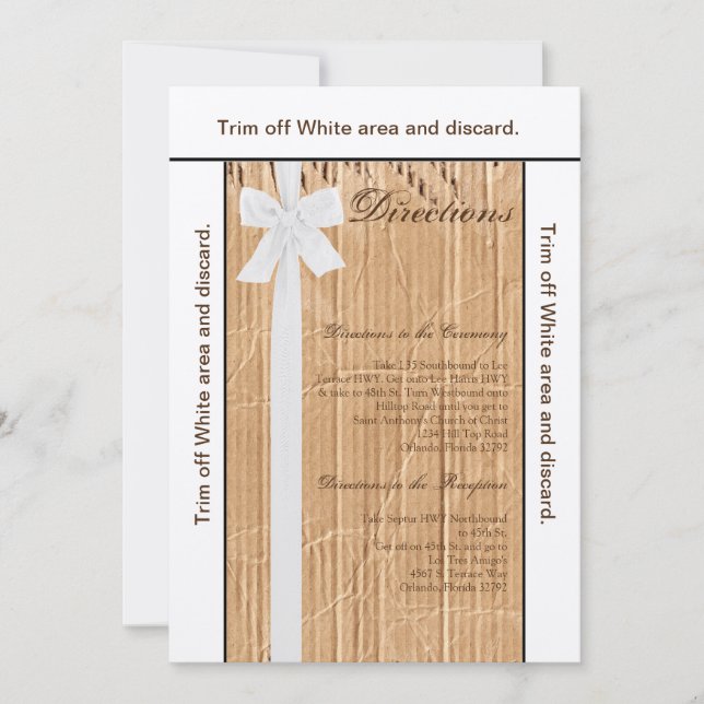 Convite Placa de Direção 3.5x6 Flap White Ribbon (Frente)