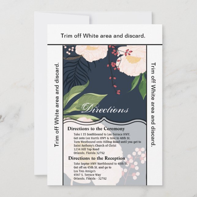 Convite Placa de direção 3,5x6 Flores brancas com floreame (Frente)