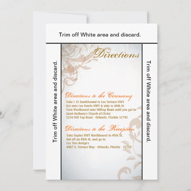 Convite Placa de Direção 3.5x6 Queda Fall Filigree Autumn  (Frente)