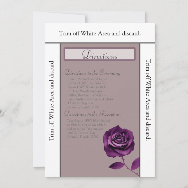 Convite Placa de direção 3.5x6 Rosa púrpura (Frente)