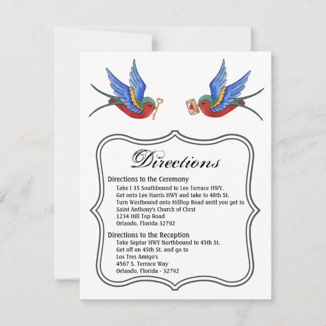 Convite Placa de direção 4.25x5.5 Tatuagem tradicional de  (Frente)