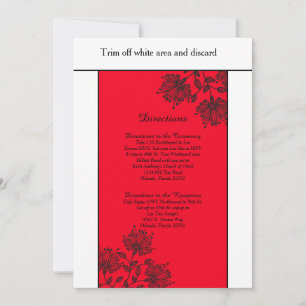 Convite Placa de direção Red and Black Floral 3.5x6