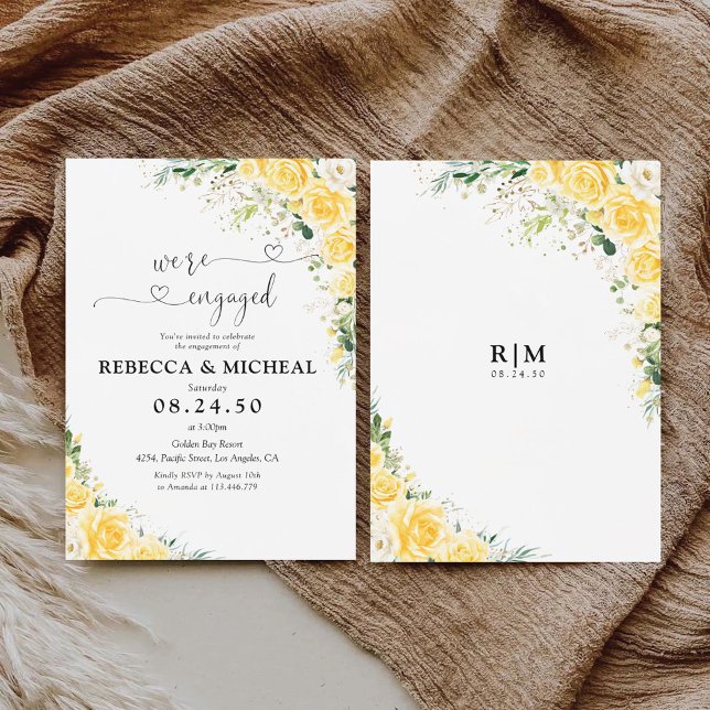Convite Placa de Espuma de Floral Amarela Elegante para Fe (Criador carregado)