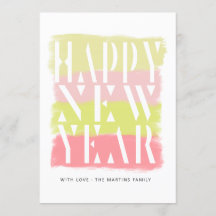 Placa de Feliz ano novo Moderna com Traço Colorido