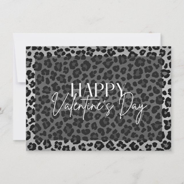 Convite Placa de Feliz dia de os namorados Leopardo cinza (Frente)