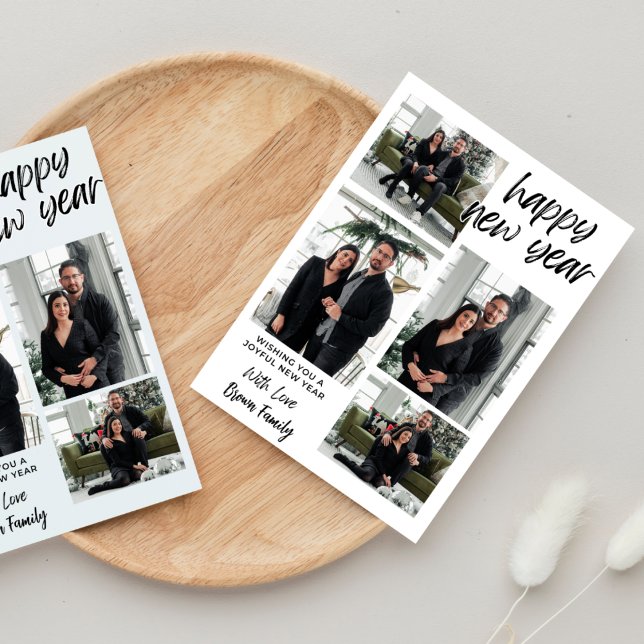 Convite Placa de férias multifotos com colagem do feliz an (Criador carregado)