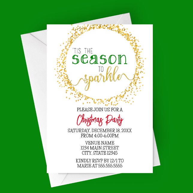 Convite Placa de Festa de Feriado Sparkle (Tis the Season to Sparkle Christmas Party Invitation | Holiday Party Invitation )
