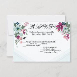 Convite Placa de Flor Tropical 5x3.5 R.S.V.P. no Ombro Azu