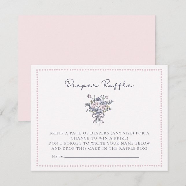 Convite Placa de fralda das flores desenhadas à mão (Frente/Verso)