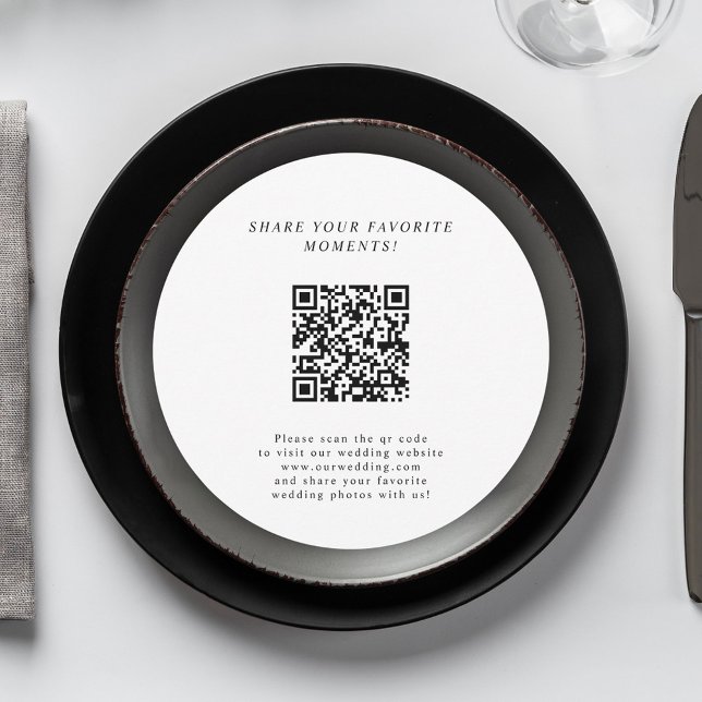 Convite Placa de gabinete de código QR de casamento minima (Unique Minimalist Wedding QR Code Enclosure Card)