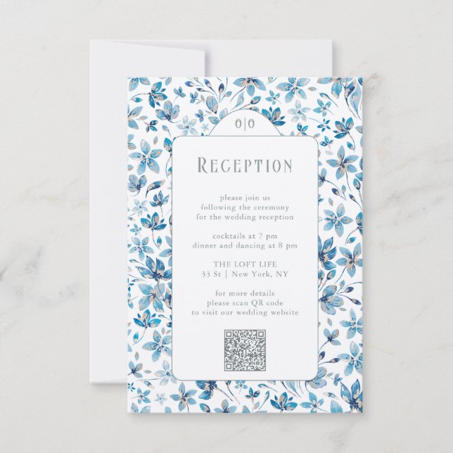 Convite Placa de gabinete de recepção azul pequena (Frente)