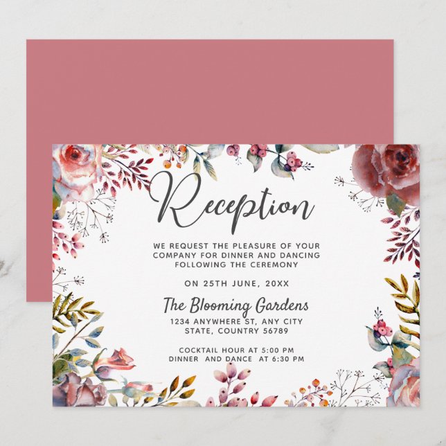Convite Placa de gabinete de Recepção de casamento flexíve (Frente/Verso)
