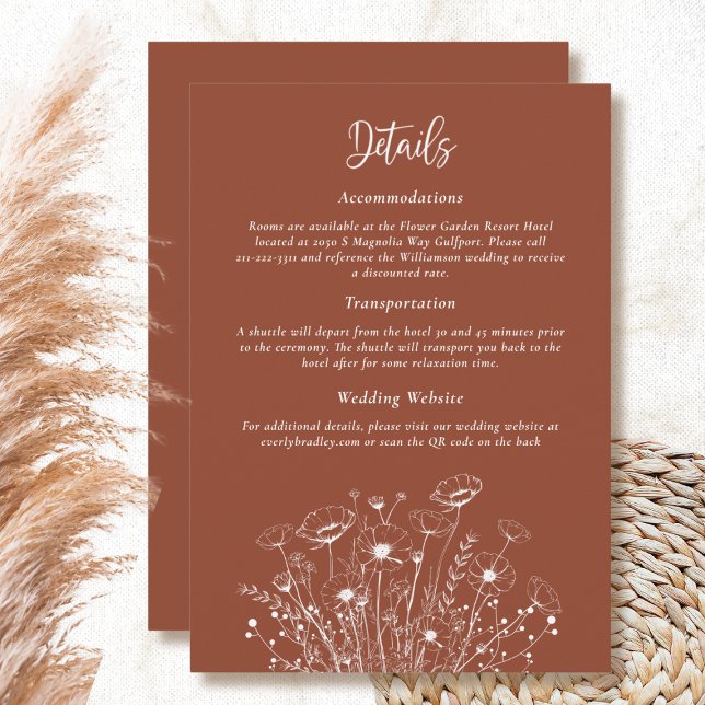 Convite Placa de Gabinete Floral Detalhado do Terracotta W (Criador carregado)