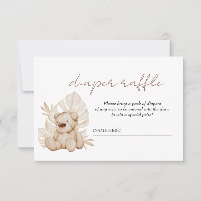 Convite Placa de gabinete Raffle para Fralda do urso de pe (Frente)