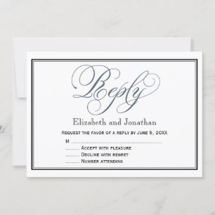 Convite Placa de Gabinete RSVP de Resposta de Script Azul 