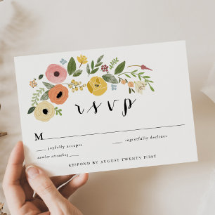 Convite Placa de gabinete RSVP Floral da Bohemian Vintage