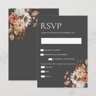 Convite Placa de gabinete RSVP Floral de outono Elegante