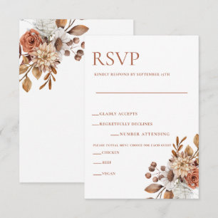 Convite Placa de gabinete RSVP Floral de outono Elegante