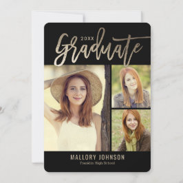 Convite Placa de graduação de COR EDITÁVEL com Glimmer esc