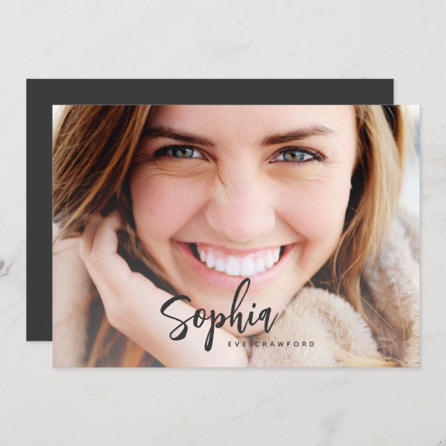 CONVITE PLACA DE GRADUAÇÃO DE NOME DE SCRIPT (Frente/Verso)