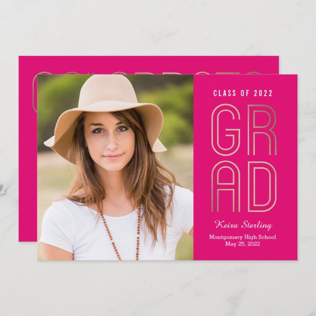 Convite Placa de graduação EDITABLE COLOR Touch of Class (Frente/Verso)