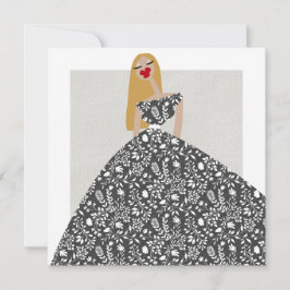 Convite Placa de Ilustração de Moda Floral Branca