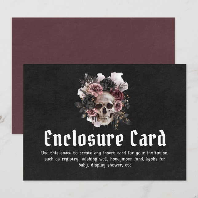 Convite Placa de Invólucro Floral do Halloween Preto Gótic (Frente/Verso)