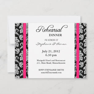 Convite Placa de Janto de ensaio de Damask rosa quente