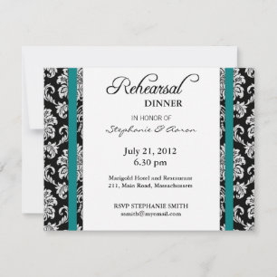 Convite Placa de Janto de ensaio do Damask Teal