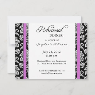 Convite Placa de Janto de ensaio para Damask Roxo