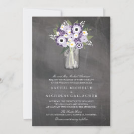 Convite Placa de jardim roxo Mason Jar | Casamento