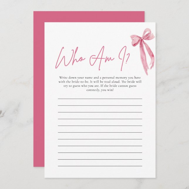 Convite Placa de Jogo Blush Pink Quem Sou Eu Chá de panela (Frente/Verso)